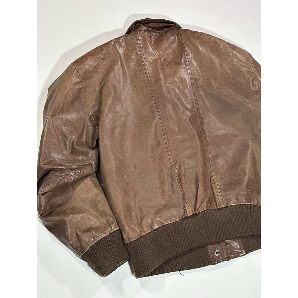 Vintage 80s Split End Ltd Leather Bomber Jacket Brown Men’s Size Small 1980s - Picture 12 of 16